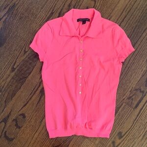 Express Bright Pink Button-Down Polo Shirt
